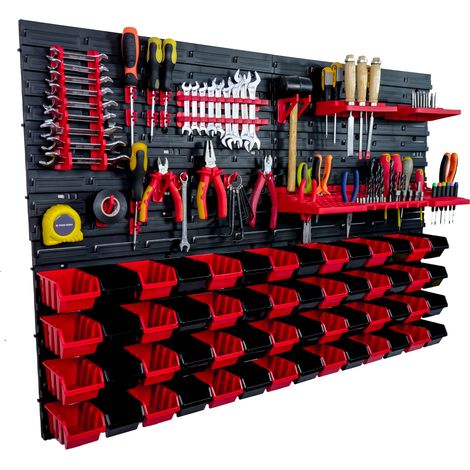 Panneau à outils d'atelier 115 x 78 cm + 56 plateaux (1/5)
