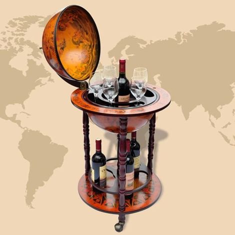Support à Bouteilles de Vin en Forme de Globe Terrestre, Étagère Décorative en Bois d'Eucalyptus pour Cuisine et Salon, Cadeau Original pour Amateur de Vin (1/5)