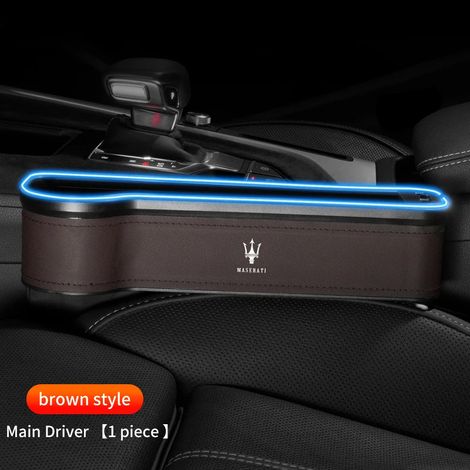 (Pour siège auto marron gauche) Boîte de rangement en cuir pour espace entre le siège et la carrosserie, accessoires pour Maserati Levante, Ghibli, GranTurismo Coupé, Quattroporte Spyder (1/5)