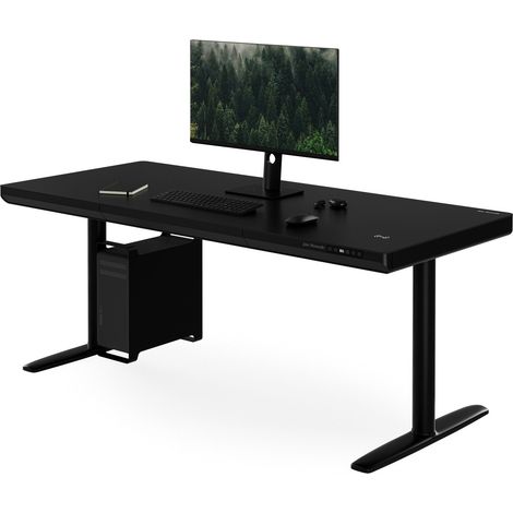 Bureau électrique assis-debout avec tiroir et chargeur sans fil Qi noir, 1600 mm: ELLIS