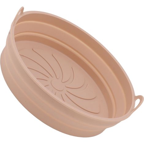 Lot de paniers à friture ronds en silicone rose, résistants à l'huile, antiadhésifs et réutilisables, avec poignée, pliables. (1/5)