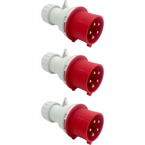 (1 - 10er Pack) CEE-Stecker 32A 400V, IP44, 5-polig männlich 3P+N+E 3 Stück