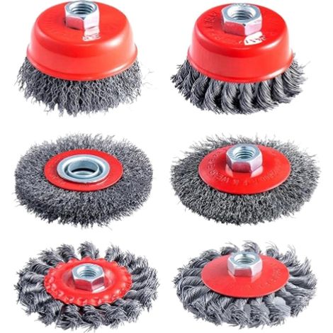 6 Pcs Brosse Métallique, Brosse Métallique Perceuse, Brosse Metallique pour Perceuse avec Filetage M14, Brosse Metallique Meuleuse pour Dérouillage Polissage (1/5)