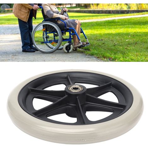 Roue de fauteuil roulant 8 pouces PU, roulette de déambulateur antidérapante avec roulement à billes gris