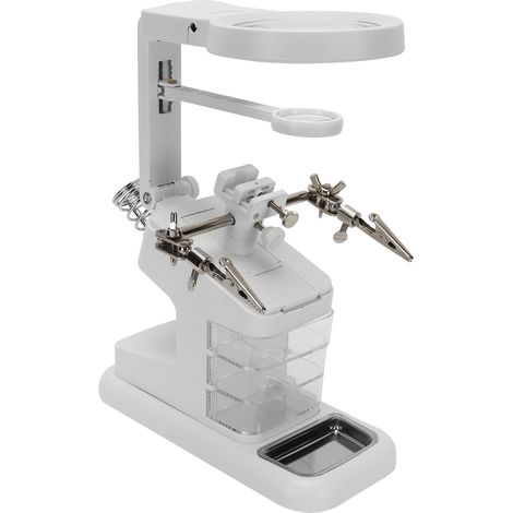 Loupe de bureau mains libres à LED pour la lecture, l'inspection, la soudure et la réparation (blanche) (1/5)