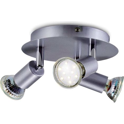 plafonnier 3 spots LED orientables, ampoules LED 3W GU10 incl., 250lm par spot, blanc chaud 3000K, éclairage plafond LED cuisine chambre salon, 230V, IP20 (1/5)