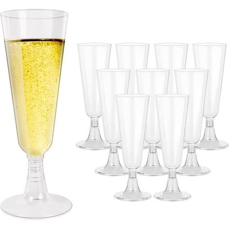 20 Pièces Verres à Champagne, Flûtes à Vin Empilables, Réutilisables, Transparentes et éLégantes, 150ml