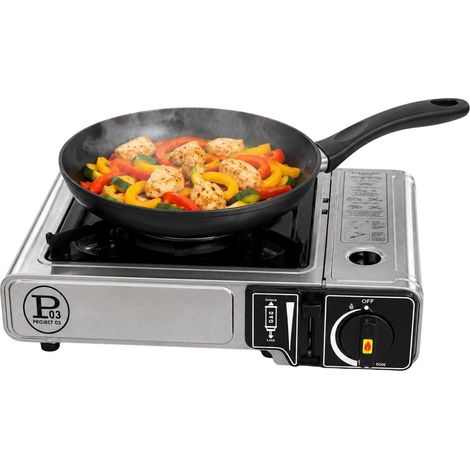 Réchaud à Gaz Portable 1Feu 2200W Inox Allumage Facile Piezo Cartouche gaz Butane échaud Camping, Van Cuisine Extérieure INTEC (1/5)