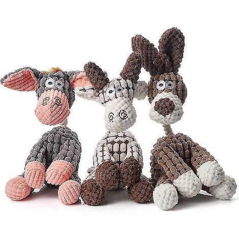 Unzerstörbarer und robuster Esel, quietschendes Hundespielzeug für aggressive Kauer – Beige