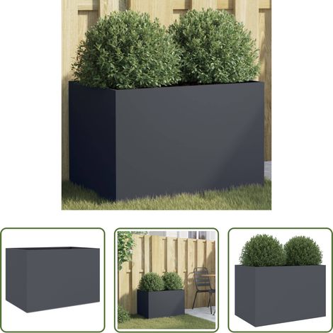 Bac à fleurs - Jardinière anthracite 62x40x39 cm acier (1/5)