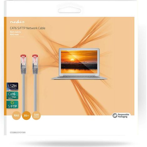 Nedis CAT6-Netzwerkkabel / RJ45 Stecker / RJ45 Stecker / S/FTP / 30.0 m / Innen / Rund / LSZH / Grau / Box