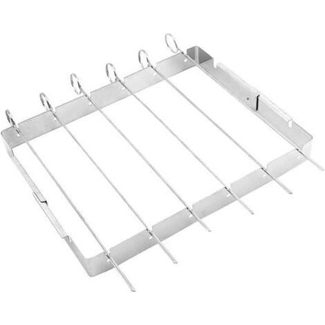 Pair Supports de barbecue avec brochettes plates 6pcs pour barbecue et grillades, acier inoxydable (1/5)