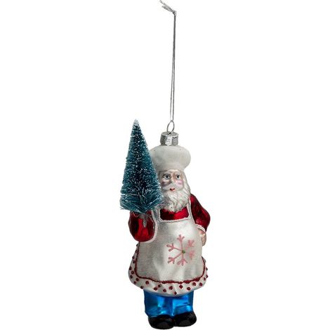 Suspension de Noël Père Noël en Verre Boule de Noël Coloris Rouge et Bleu 16 cm - PANGIVO (1/3)