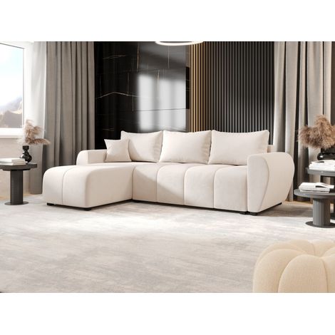 Tendencio – Canapé d’angle convertible 246x145 cm – Couchage 200x140 cm – Coffre de rangement – Confort mousse polyuréthane T30