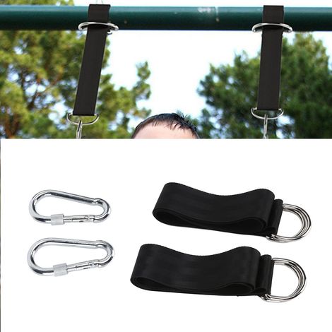 Balançoire extérieure avec sangles de fixation en polyester haute résistance pour hamac, accessoires pour auvent de voiture extérieur, 2 sangles + 2 boucles (1/5)