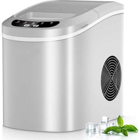 GOPLUS Machine a Glacons avec 2,1L, 3 a 13Minutes de Fabrication de Glace, 24,2 x 35,8 x 32,8CM (Argent)
