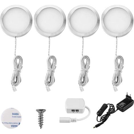 Lampe de Placard led 4er éclairage Sous Meuble Rechargeable Lumière Armoire Applique Murale pour Cabinet Penderie Cuisine Entrée Vtrine Couloir Toilette Blanc Froid [Classe énergétique A++]-Fei Yu (1/5)