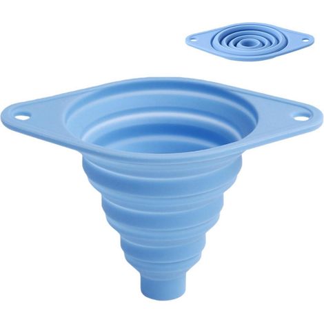 Faltbarer Silikon Trichter mit Edelstahlrand, blau (1/5)