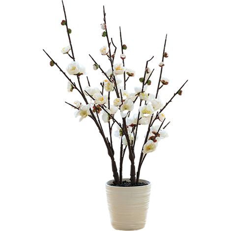 Grande branche Double fourche fausse fleur de prunier fleur en pot simulation artificielle plante décoration fausse fleur