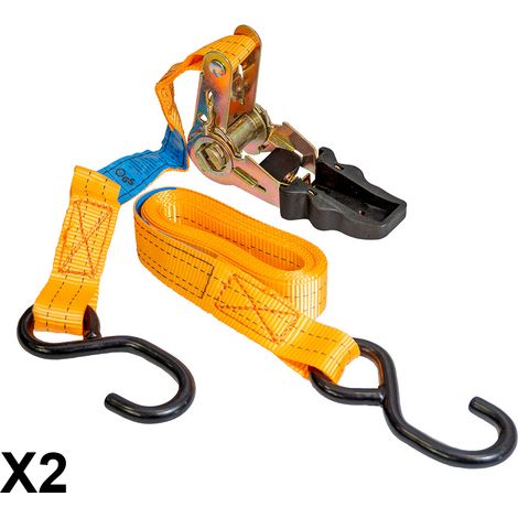 Correas de transporte Biketec 2, 25 mm x 3 m, capacidad de carga de hasta 350 kg, 2 correas, color naranja. (1/2)