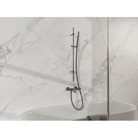 FugaFlow Eccelente Sobrado Mitigeur baignoire - avec barre curseur - douchette stick - flexible en métal - Gunmetal (1/4)