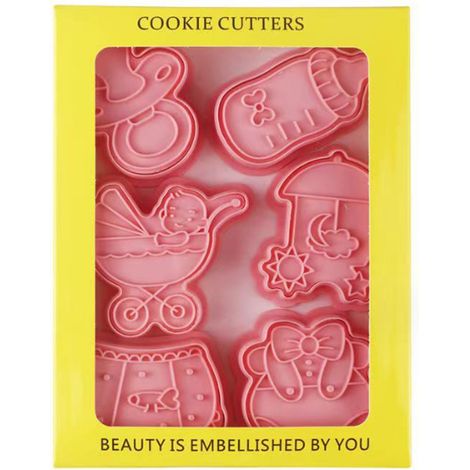 Set 8 Emporte-pièce, motifs bébé, avec poinçon, pour pâte à sucre, gâteau, anniversaire (1/5)