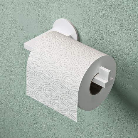 Mai & Mai Toilettenpapierhalter Klopapierhalter WC aus Edelstahl, Toilettenpapier Halterung Rollenhalter Matt weiß 185mm Lino-04