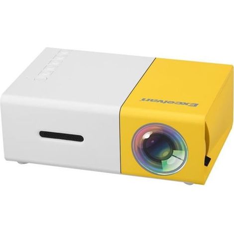Filiyano – Projecteur vidéo portable Excelvan YG300 Mini 1080p (320 x 240p) pour home cinéma, compatible AV, USB, SD et HDMI, blanc et jaune. (1/4)