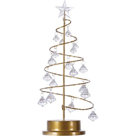 Lampe de bureau sapin de Noël en cristal, blanc chaud, suspension décorative en acrylique pour chambre à coucher (1/4)