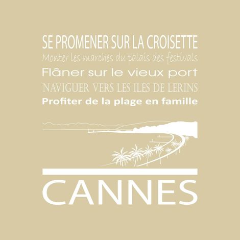 Tableau sur toile Cannes beige 30x30 cm - Impression sur Toile Murale Décorative - Image imprimée en HD sur Toile - Toile sur Châssis en Bois FSC - Fabriqué en France