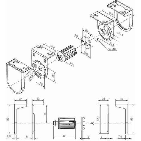 Nice 525.40001 - Kit supporti bianchi, interasse 55 mm, per motori 35 mm, max 3 Nm. Da associare necessariamente al kit calotta 575.24801, 575.26000 o 575.25000.