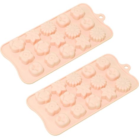 Moule En Silicone Pour Chocolat - Forme De Fleur Coeur Et Rose - 15 Logements - Température -40 À 230 °C - Usage Four Micro-ondes Congélateur Lave-vaisselle - Lot De 1 (1/5)