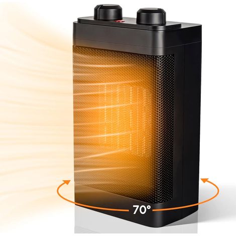 Chauffage soufflant PTC, chauffage électrique en céramique thermostatique réglable avec deux réglages de chaleur, chauffage électrique en céramique oscillant 1500W, économie d'énergie 1pc (1/3)