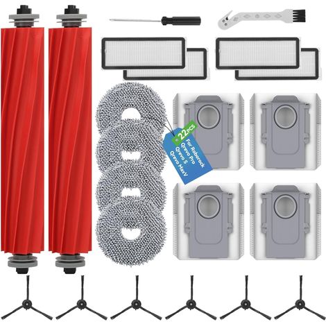 22 Stück Zubehör für Roborock Qrevo S/Qrevo Pro/Qrevo MaxV Saugroboter,【Not für Qrevo】2 Hauptbürsten, 4 Staubbeutel, 4 Wischtücher, 4 Filter, 6 Seitenbürsten, Bürste,Schraubendreher-Ersatzteile (1/5)