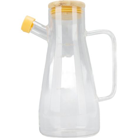 Bouteille d'huile en verre borosilicate haute densité, étanche à la poussière, graduée et munie d'une poignée ergonomique, pour la cuisine, 650 ml. (1/5)