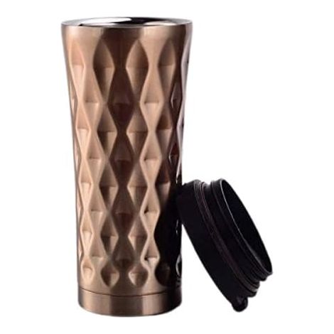 Tasse de voyage à double paroi 500 ml avec couvercle (doré)-Fei Yu