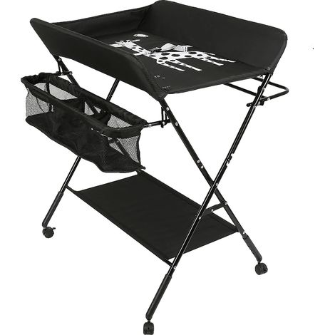 Table à langer, design pliable, hauteur réglable, Noir (1/2)