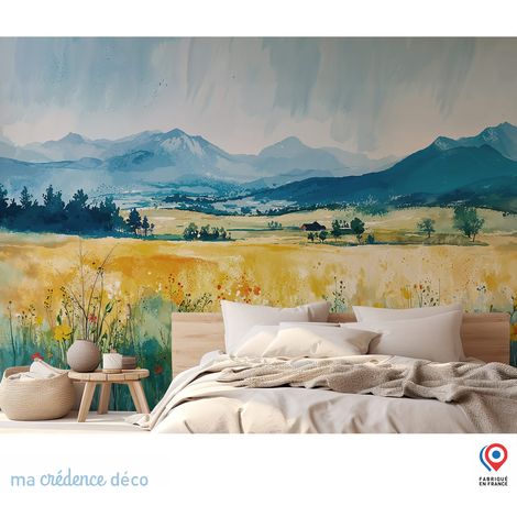 Papier peint : Bouc et montagnes, Alpes - Intissé - L.200 x H.280 cm - Marron clair (1/3)