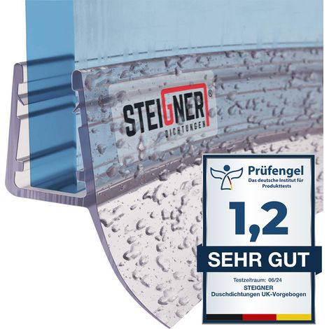 STEIGNER Joint de douche pour paroi en verre, 120cm, vitre 6/7/8mm, joint d'étanchéité PVC courbé pour les cabines de douche arrondies, UK12