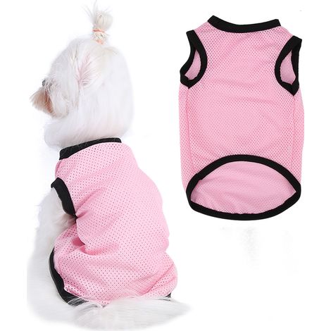 Gilet Pour Chien - Maille Respirante Col Rond Rose Moyen - Vêtement Léger Pour Promenade Et Fête - 1 Pièce (1/5)