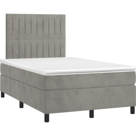 Maison Exclusive - Giroletto a Molle con Materasso Grigio Chiaro 120x190cm Velluto (1/5)