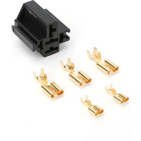 Universal 80A automotive relay socket with wide, high-temperature resistant 5-pin base and 3 large and 2 small terminals (non-locking)--DTEKGAZ