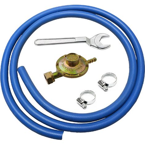 PROMO KIT REGOLATORE A TARATURA FISSA TUBO mt.1,5 FASCETTE CHIAVE GAS