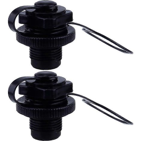 2 bouchons de rechange noirs pour valves de matelas pneumatiques de bateau. (1/5)