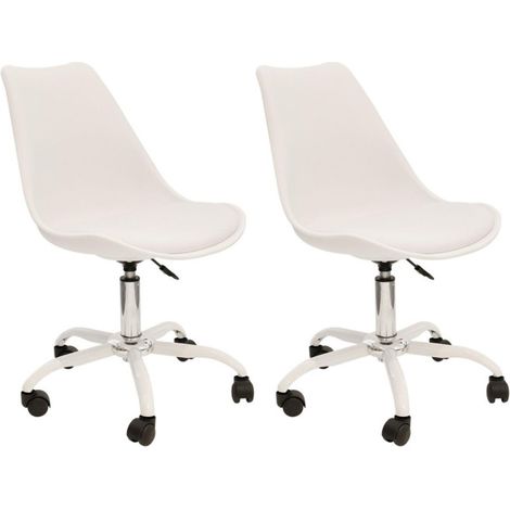 Lot de 2 Chaises à Roulettes "Kiruna" 92cm Blanc (1/5)