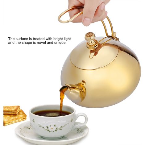 Théière classique anglaise en acier inoxydable, compatible avec les plaques à induction, avec filtre à thé, 1,5 L, spécialement conçue pour le thé Kung Fu. (1/4)