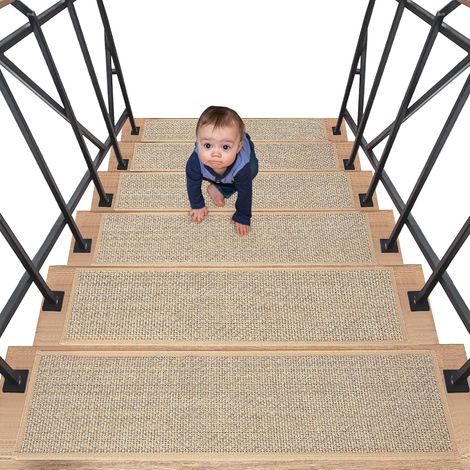 Tapis Antidérapant pour Marches d'Escalier,15 pièce,20 76.2cm Lavable, Pour Enfants et Animaux, Usage Intérieur, Machine à Pas (1/5)