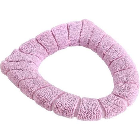 Coussin de siège de toilette de salle de bain - Coussin extensible chaud d'hiver, Housses Tapis lavable réutilisable Coussin - Rose (1/4)