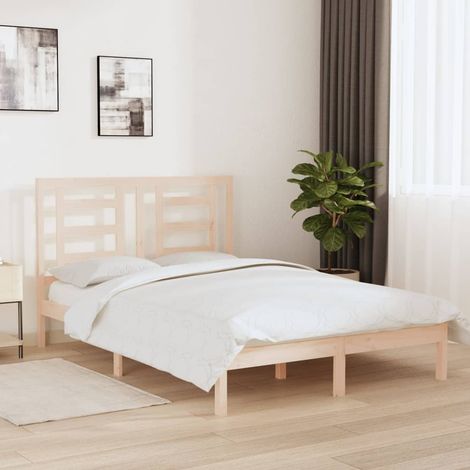 Cadre de lit sans matelas 140x190 cm bois de pin massif (1/5)