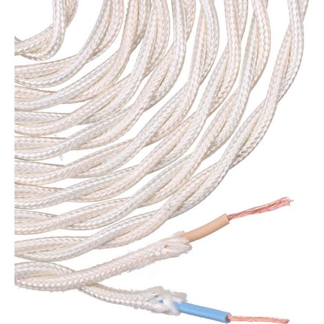 Geflochtenes Textilkabel 2x0,75 mm C-15 Seidenbeige 5 m